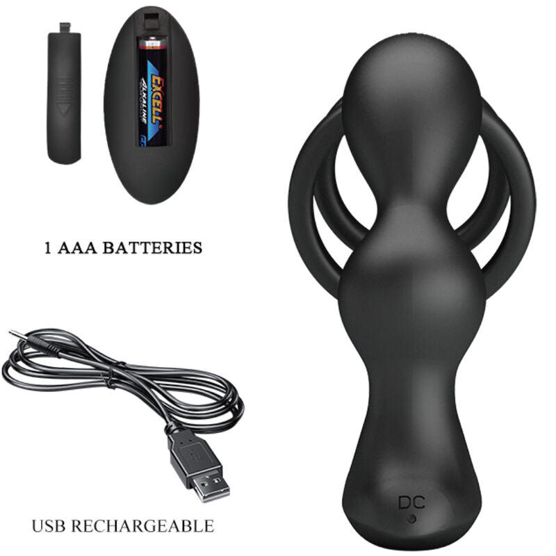PRETTY LOVE - MARSHALL PENIS RING WITH VIBRATORY ANAL PLUG WITH REMOTE CONTROL - 5