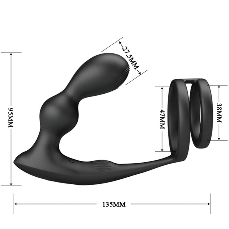 PRETTY LOVE - MARSHALL PENIS RING WITH VIBRATORY ANAL PLUG WITH REMOTE CONTROL - 6