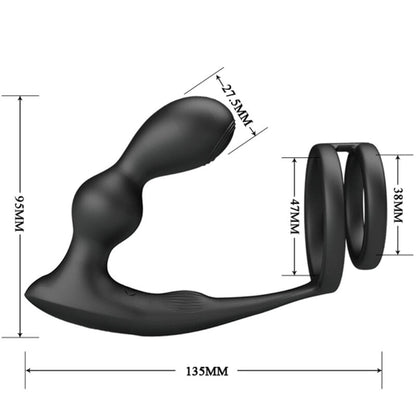 PRETTY LOVE - MARSHALL PENIS RING WITH VIBRATORY ANAL PLUG WITH REMOTE CONTROL - 6