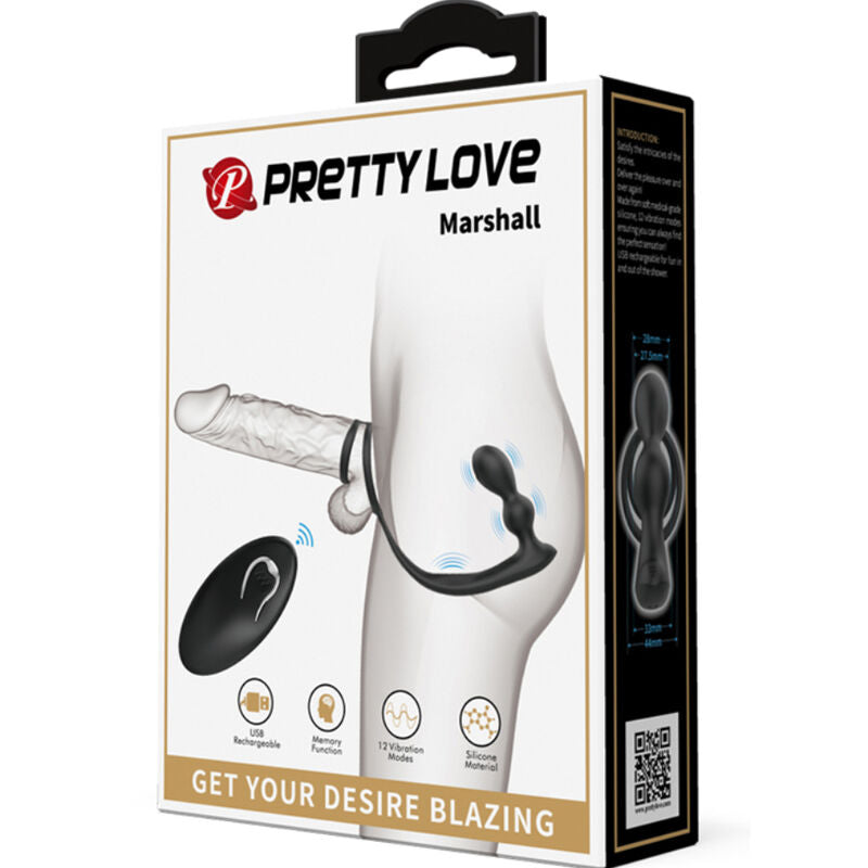 PRETTY LOVE - MARSHALL PENIS RING WITH VIBRATORY ANAL PLUG WITH REMOTE CONTROL - 9
