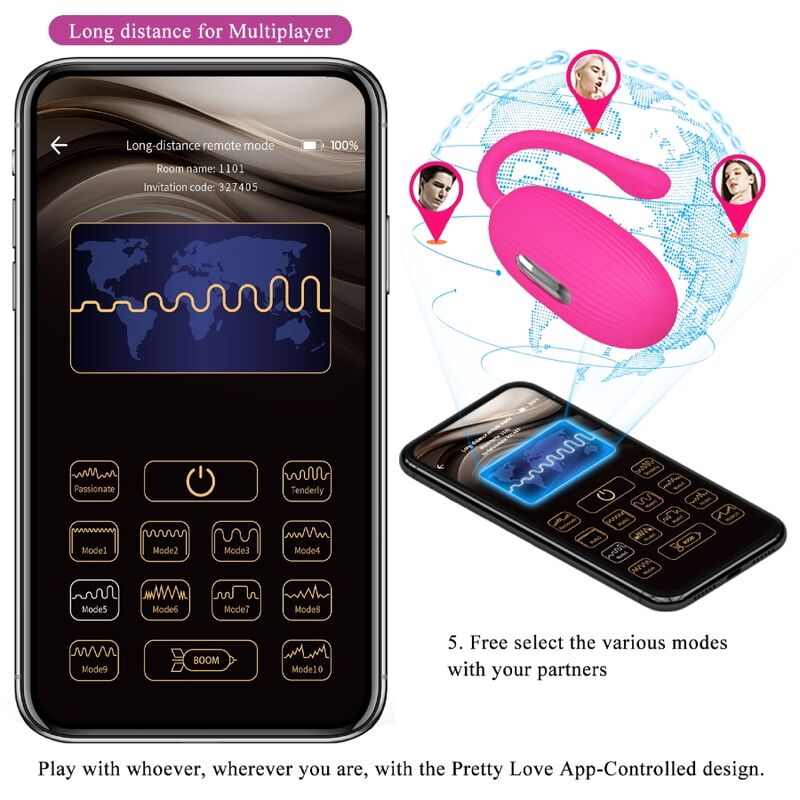 PRETTY LOVE - DOREEN RECHARGEABLE VIBRATING EGG MAGENTA REMOTE CONTROL - 3