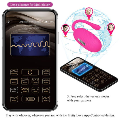 PRETTY LOVE - DOREEN RECHARGEABLE VIBRATING EGG MAGENTA REMOTE CONTROL - 3