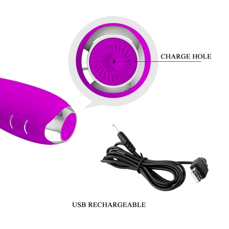 PRETTY LOVE - HECTOR RECHARGEABLE ELECTROSHOCK VIBRATOR WATERPROOF PURPLE - 5