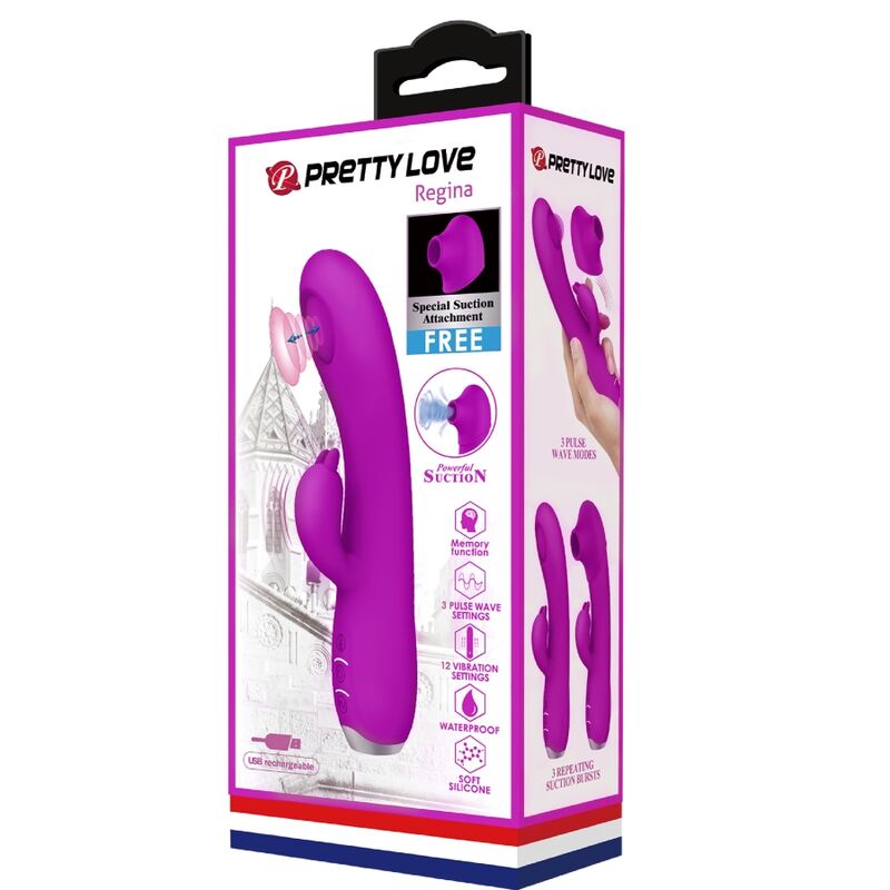 PRETTY LOVE - REGINA VIBRATOR - RECHARGEABLE STIMULATING WAVES PURPLE - 10