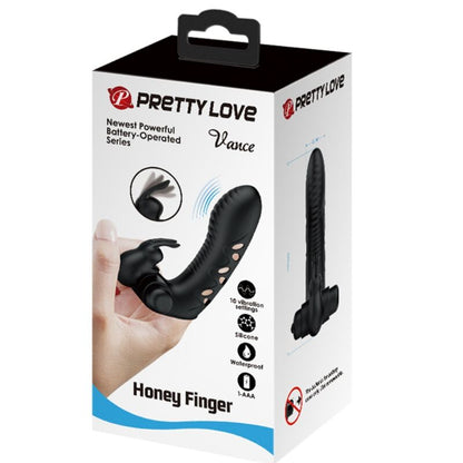 PRETTY LOVE - BLACK VANCE RABBIT VIBRATOR FINGER COVER