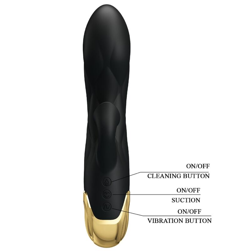 PRETTY LOVE - BLACK RECHARGEABLE GOLD PLATED LUXURY VIBRATOR - 3