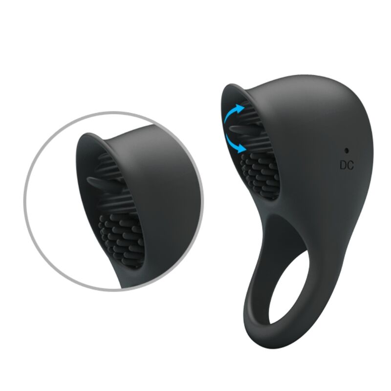 PRETTY LOVE - VIBRATING PENIS RING WITH BLACK TONGUE - 4