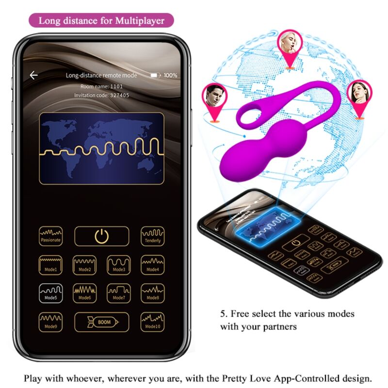 PRETTY LOVE - ELVIRA RECHARGEABLE VIBRATING BALLS PURPLE - 7