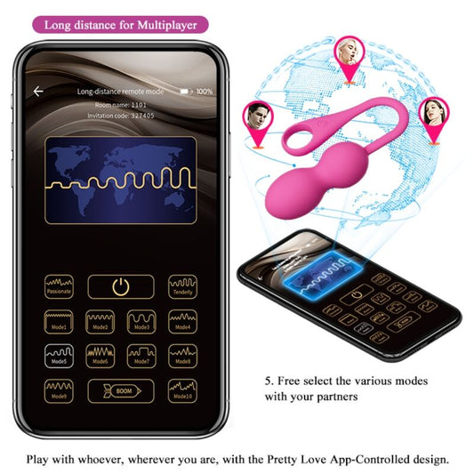 PRETTY LOVE - Boules vibrantes rechargeables Elvira Pink