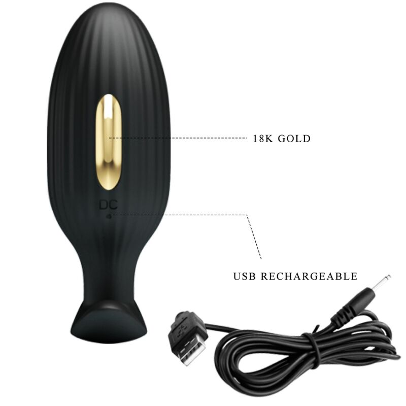 PRETTY LOVE - JEFFERSON APP CONTROLLED ANAL PLUG BLACK - 5