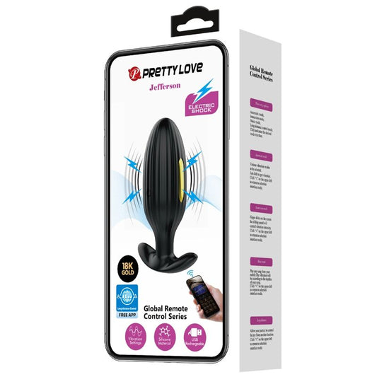 PRETTY LOVE - JEFFERSON APP CONTROLLED ANAL PLUG BLACK - 1