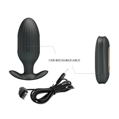 PRETTY LOVE - KELLY PLUG ANAL RECHARGEABLE VIBRATOR BLACK - 8
