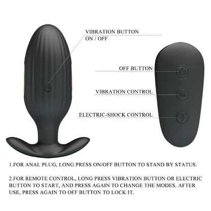 PRETTY LOVE - KELLY PLUG ANAL RECHARGEABLE VIBRATOR BLACK - 7