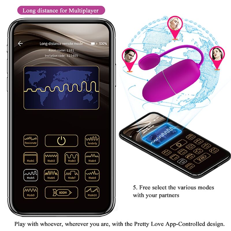 PRETTY LOVE - NYMPH VIBRATING EGG APP CONTROLLED PURPLE - 12