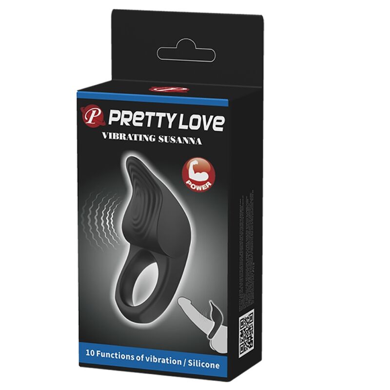 PRETTY LOVE - SUSANNA VIBRATING PENIS RING BLACK - 9