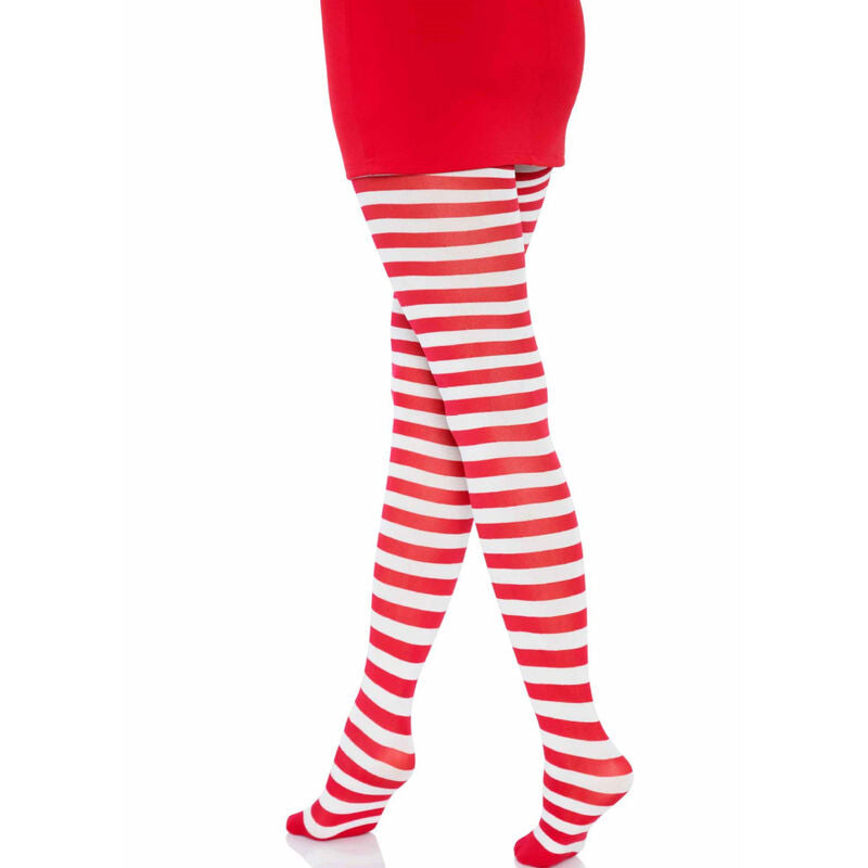 LEG AVENUE - WHITE/RED STRIPED TIGHTS - 2