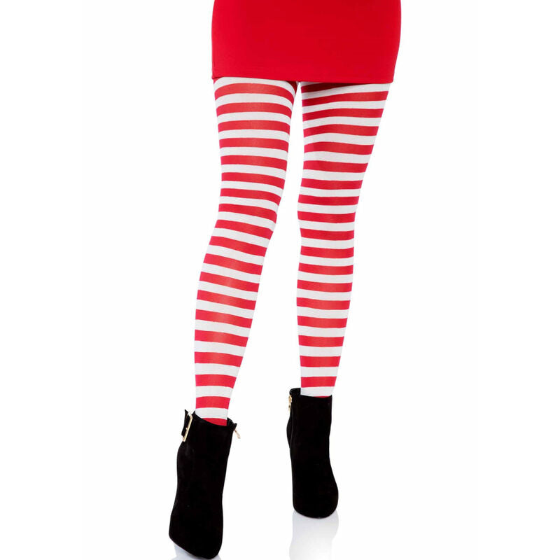 LEG AVENUE - WHITE/RED STRIPED TIGHTS - 4
