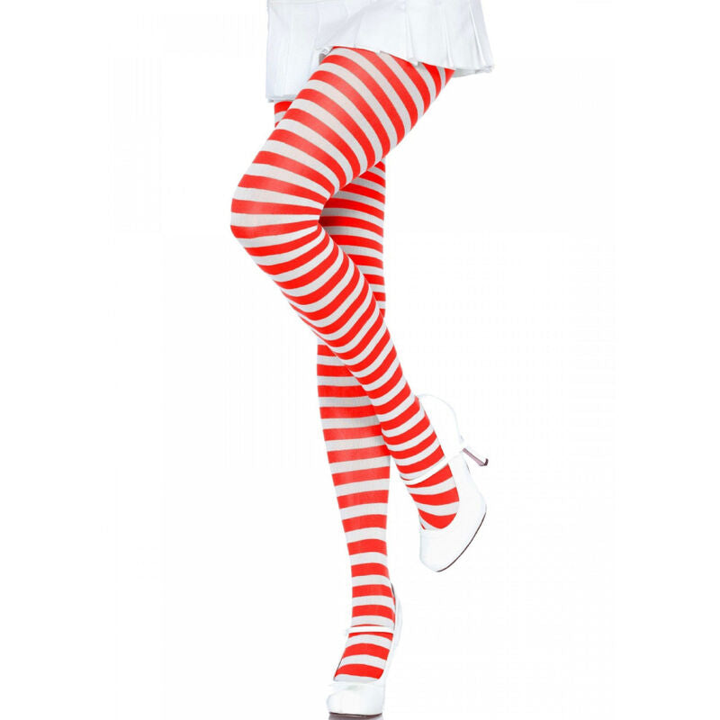 LEG AVENUE - WHITE/RED STRIPED TIGHTS - 1
