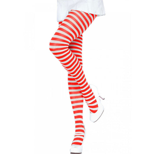 LEG AVENUE - WHITE/RED STRIPED TIGHTS - 1
