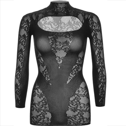 LEG AVENUE - MINI DRESS WITH LACE LONG SLEEVE BLACK - 9