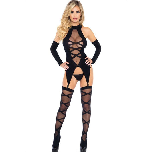 LEG AVENUE - SET 3 PIECES BODY + STOCKINGS + SLEEVES - 1