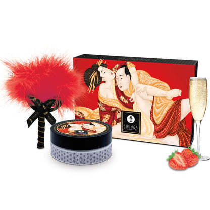 SHUNGA - STRAWBERRY EDIBLE MASSAGE POWDER KIT - 4