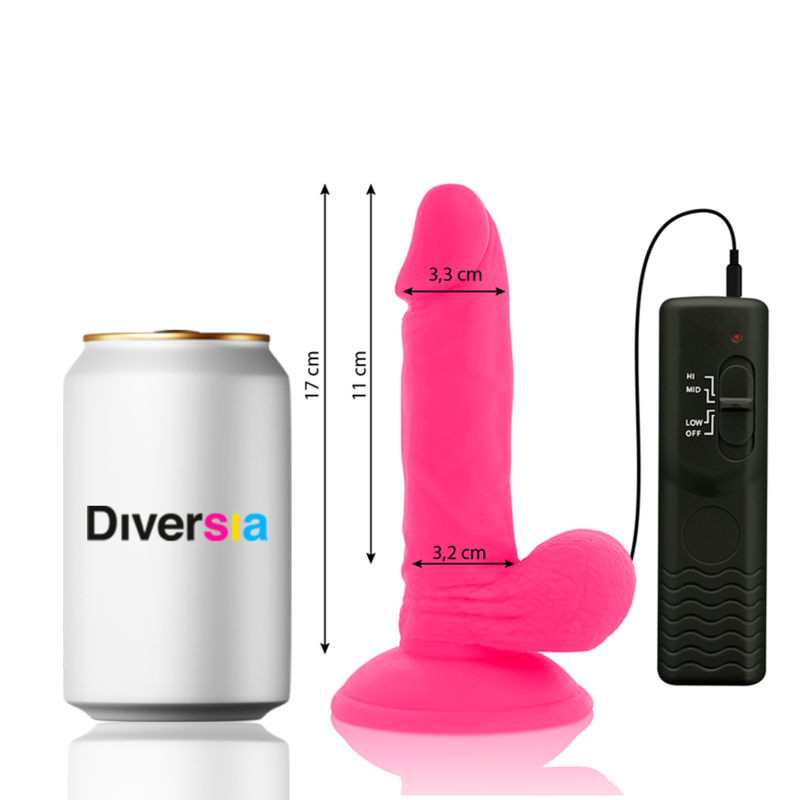 DIVERSIA - FLEXIBLE VIBRATING DILDO PINK 17 CM -O- 3.3 CM - 7
