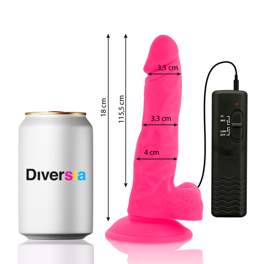DIVERSIA - FLEXIBLE VIBRATING DILDO PINK 18 CM -O- 4 CM - 1