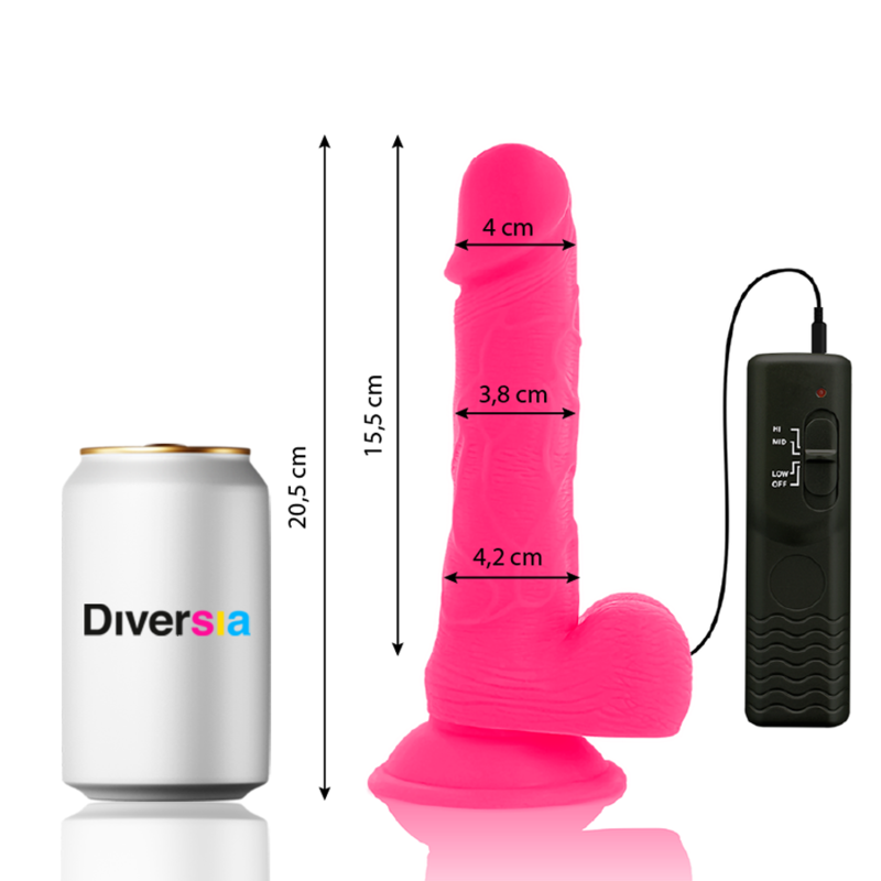 DIVERSIA - FLEXIBLE VIBRATING DILDO PINK 20.5 CM -O- 4.2 CM - 2