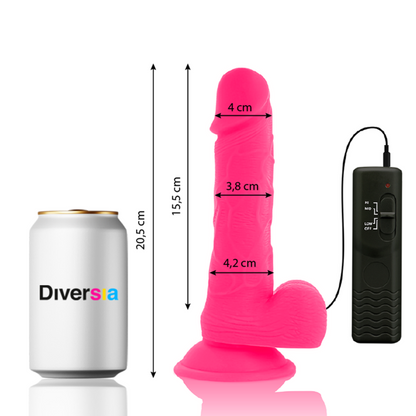 DIVERSIA - FLEXIBLE VIBRATING DILDO PINK 20.5 CM -O- 4.2 CM - 2