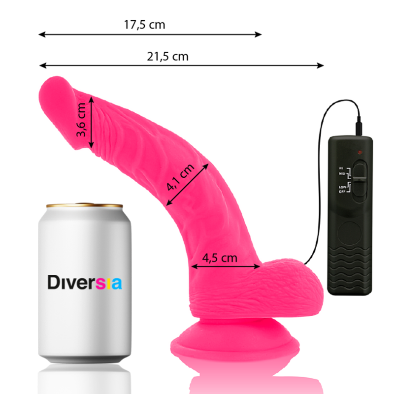 DIVERSIA - FLEXIBLE VIBRATING DILDO PINK 21.5 CM -O- 4.5 CM - 1