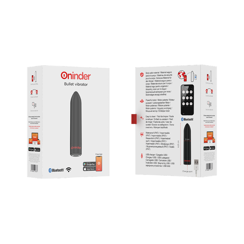 ONINDER - BERLIN BULLET VIBRATOR BLACK 9 MODES 8.5 X 2 CM - FREE APP - 7