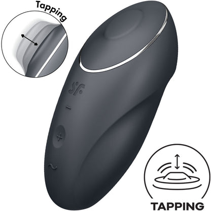 SATISFYER - TAP & CLIMAX 1 LAY-ON VIBRATOR GREY - BLACK - 12