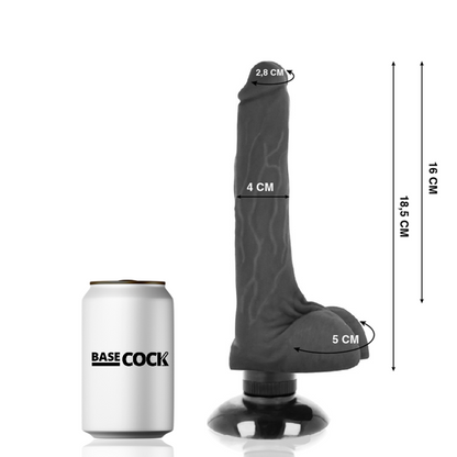 BASECOCK - REALISTIC VIBRATOR 2-1 BLACK 18.5 CM -O- 4 CM - BLACK - 8