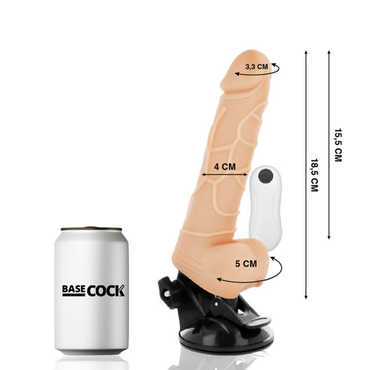 BASECOCK - REALISTIC VIBRATOR WITH BLACK REMOTE CONTROL 18.5 CM -O- 4CM