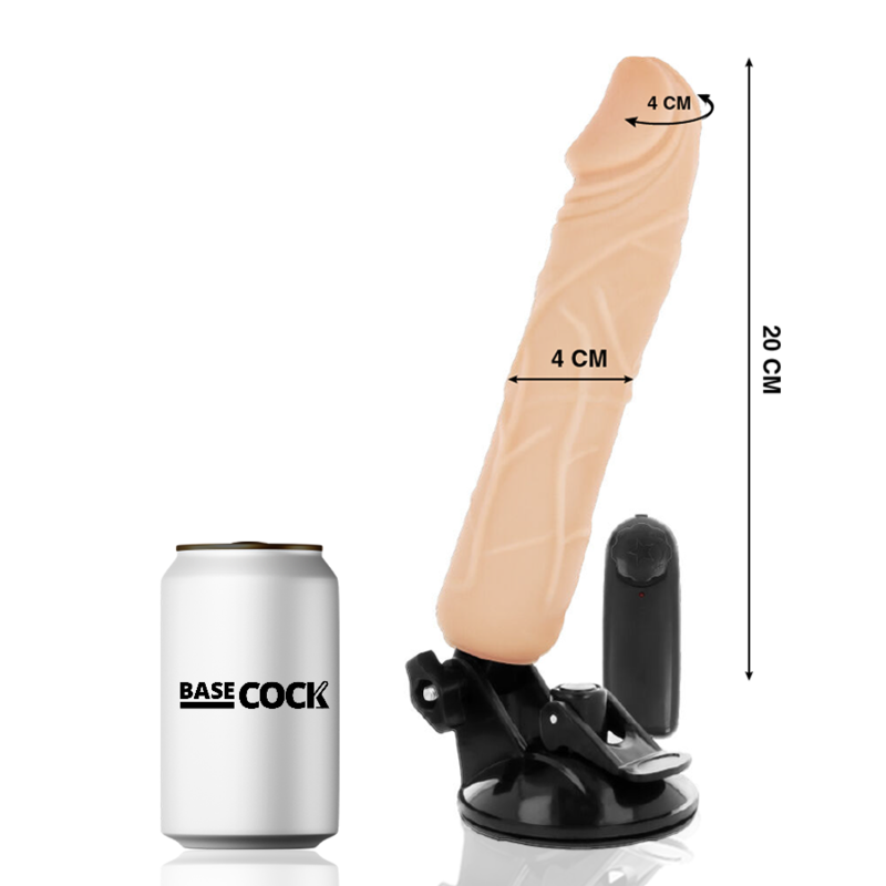 BASECOCK - REALISTIC VIBRATOR REMOTE CONTROL BLACK 20 CM -O- 4 CM - NATURAL - 4