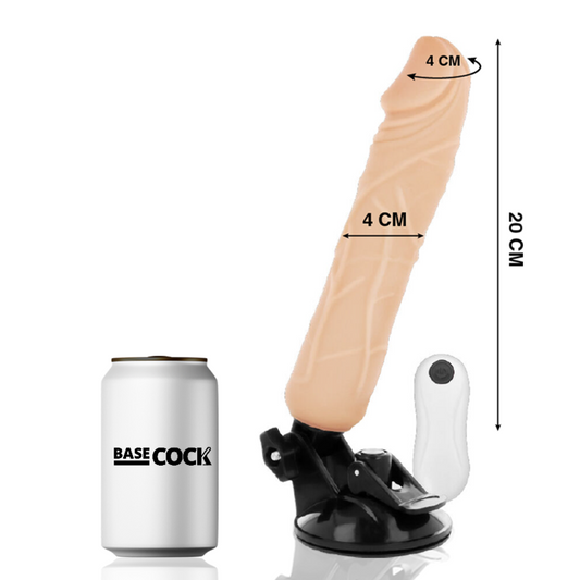 BASECOCK - REALISTIC VIBRATOR WITH BLACK REMOTE CONTROL 20 CM -OR- 4 CM