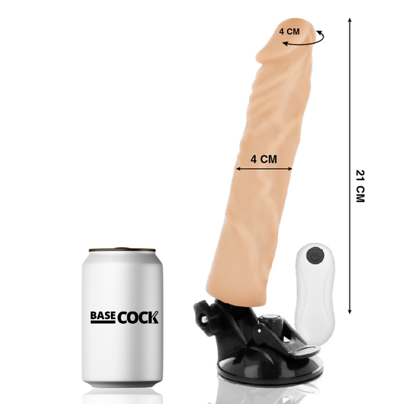 BASECOCK - REALISTIC VIBRATOR REMOTE CONTROL BLACK 21 CM -O- 4 CM - NATURAL - 5
