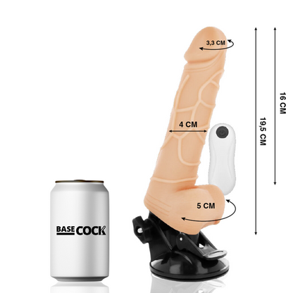BASECOCK - REALISTIC BLACK REMOTE CONTROL VIBRATOR WITH 19.5 CM TESTICLES -OR- 4 CM