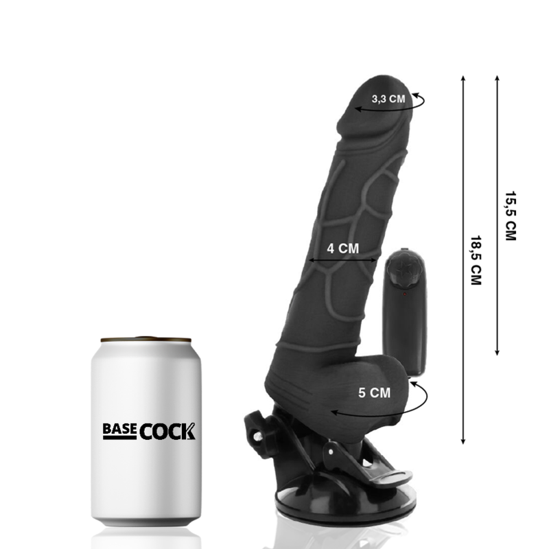 BASECOCK - REALISTIC VIBRATOR REMOTE CONTROL BLACK 18.5 CM -O- 4CM - BLACK - 7