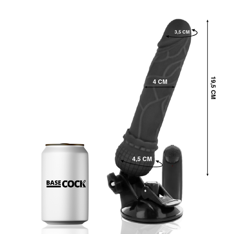 BASECOCK - REALISTIC VIBRATOR REMOTE CONTROL BLACK 19.5 CM -O- 4 CM - NATURAL - 7