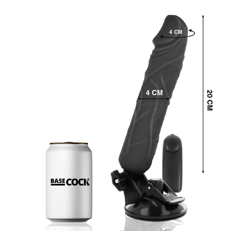 BASECOCK - REALISTIC VIBRATOR REMOTE CONTROL BLACK 20 CM -O- 4 CM - NATURAL - 6