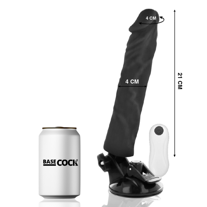 BASECOCK - REALISTIC VIBRATOR REMOTE CONTROL BLACK 21 CM -O- 4 CM - BLACK - 9