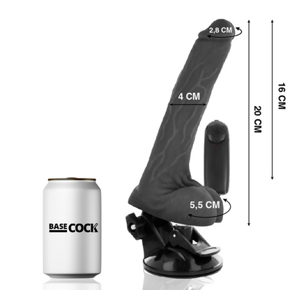 BASECOCK - REALISTIC BLACK REMOTE CONTROL VIBRATOR WITH TESTICLES 20 CM -O- 4 CM - NATURAL - 6