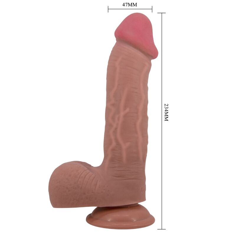 PRETTY LOVE - SLIDING SKIN SERIES REALISTIC DILDO WITH SLIDING SKIN SUCTION CUP BROWN 23.4 CM - 1
