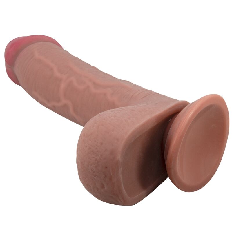 PRETTY LOVE - SLIDING SKIN SERIES REALISTIC DILDO WITH SLIDING SKIN SUCTION CUP BROWN 23.4 CM - 4