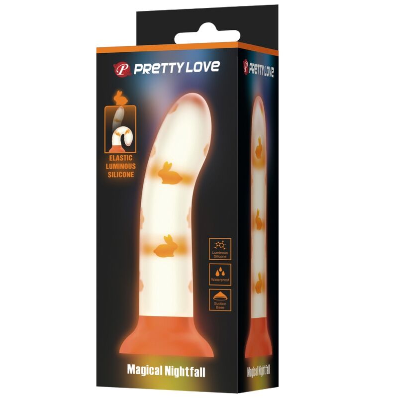 PRETTY LOVE - MAGICAL NIGHTFALL DILDO WITHOUT VIBRATION LUMINOUS ORANGE - 3