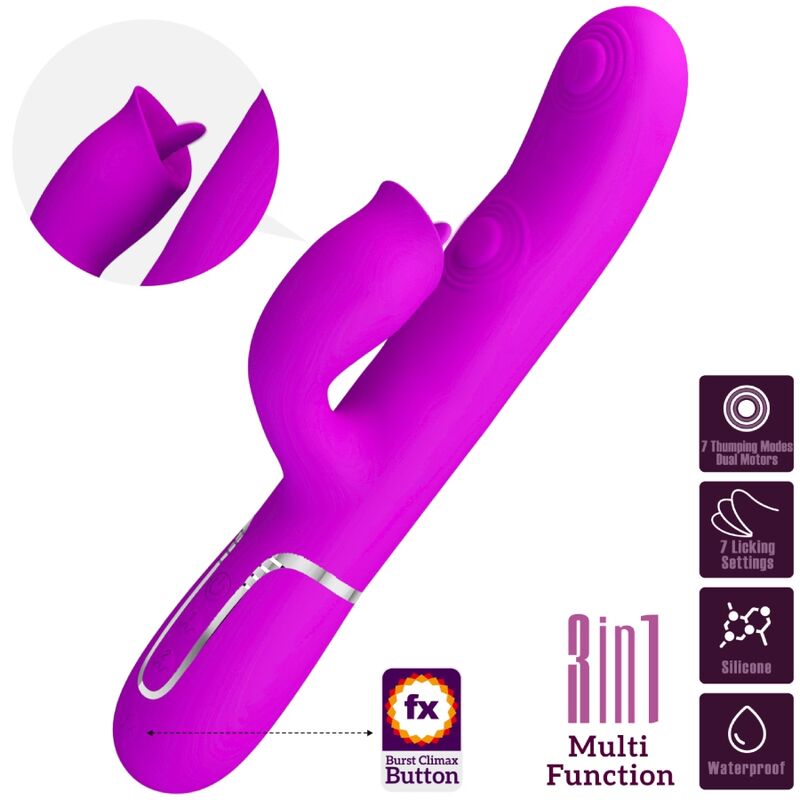 PRETTY LOVE - RABBIT VIBRATOR WITH LICKING FUCHSIA - 1