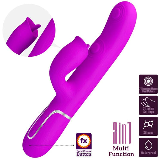 PRETTY LOVE - RABBIT VIBRATOR WITH LICKING FUCHSIA - 1