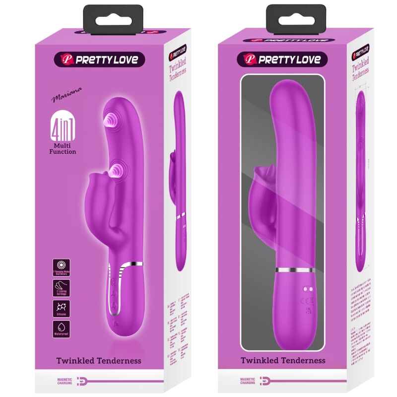 PRETTY LOVE - RABBIT VIBRATOR WITH LICKING FUCHSIA - 3